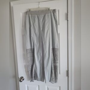 Mind Set by XCVI Womens Crochet Boho Wide Leg Pull On Cottagecore Pants Sz Large